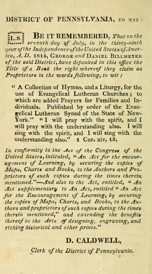 A Collection of Hymns and a Liturgy for the Use of Evangelical Lutheran Churches: to which are added prayers for families and individuals page x
