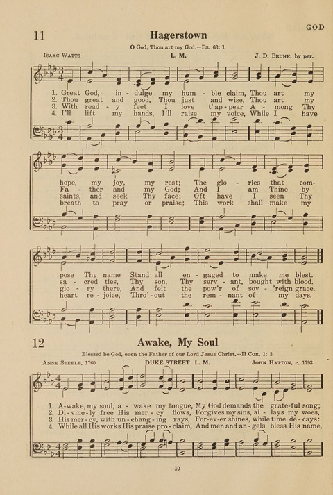 Church Hymnal, Mennonite: a collection of hymns and sacred songs suitable for use in public worship, worship in the home, and all general occasions (1st ed. ) [with Deutscher Anhang] page 10