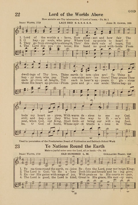 Church Hymnal, Mennonite: a collection of hymns and sacred songs suitable for use in public worship, worship in the home, and all general occasions (1st ed. ) [with Deutscher Anhang] page 18