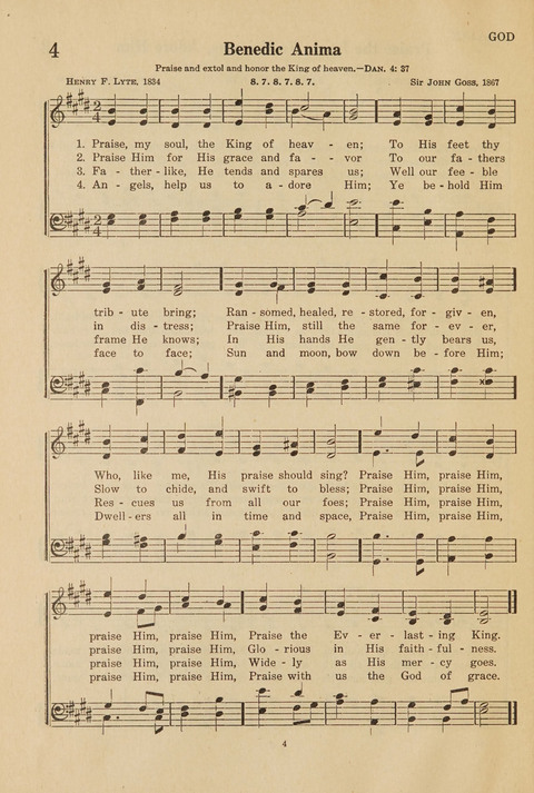 Church Hymnal, Mennonite: a collection of hymns and sacred songs suitable for use in public worship, worship in the home, and all general occasions (1st ed. ) [with Deutscher Anhang] page 4