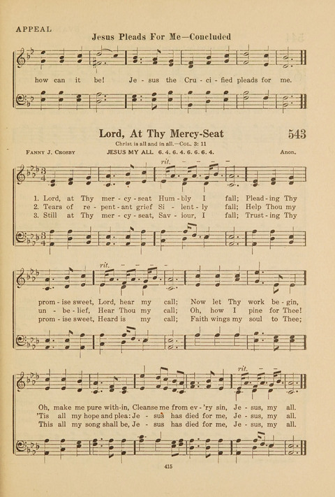 Church Hymnal, Mennonite: a collection of hymns and sacred songs suitable for use in public worship, worship in the home, and all general occasions (1st ed. ) [with Deutscher Anhang] page 415