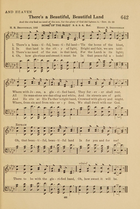 Church Hymnal, Mennonite: a collection of hymns and sacred songs suitable for use in public worship, worship in the home, and all general occasions (1st ed. ) [with Deutscher Anhang] page 493