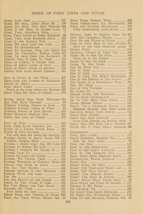 Church Hymnal, Mennonite: a collection of hymns and sacred songs suitable for use in public worship, worship in the home, and all general occasions (1st ed. ) [with Deutscher Anhang] page 531