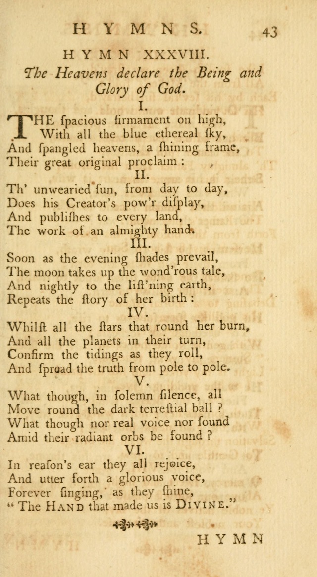 A Collection of Hymns, More Particularly Designed for the Use of the  West Society in Boston. (2nd ed. with Additions) page 43