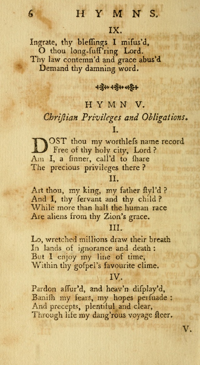 A Collection of Hymns, More Particularly Designed for the Use of the  West Society in Boston. (2nd ed. with Additions) page 6