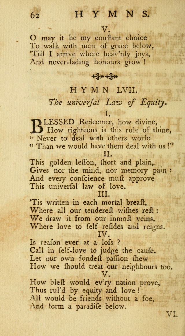 A Collection of Hymns, More Particularly Designed for the Use of the  West Society in Boston. (2nd ed. with Additions) page 62