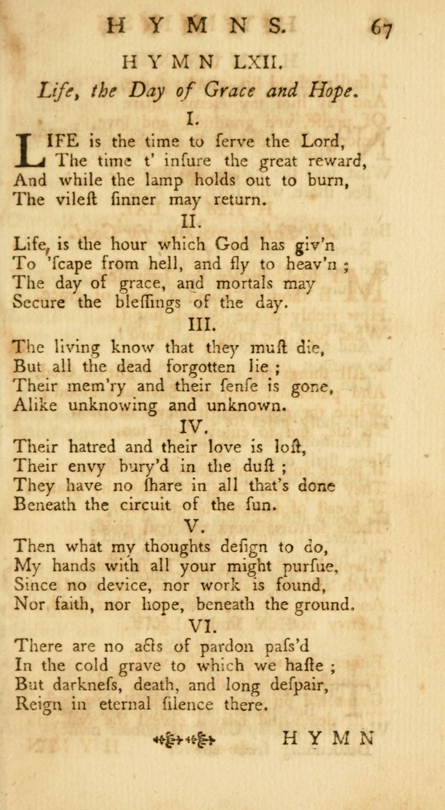 A Collection of Hymns, More Particularly Designed for the Use of the  West Society in Boston. (2nd ed. with Additions) page 67