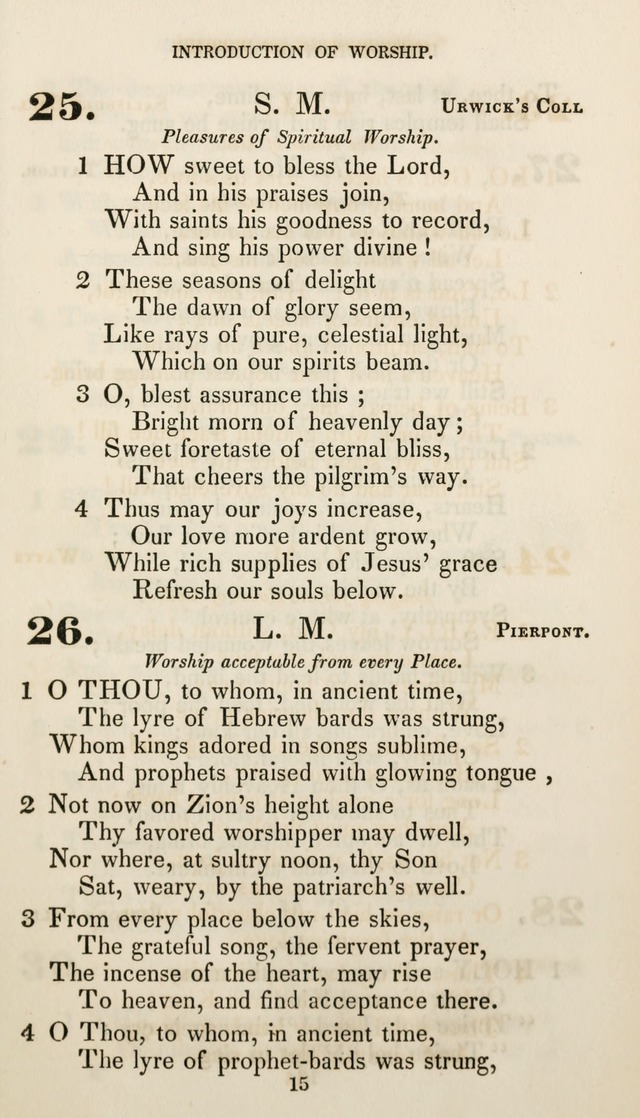 Christian Hymns for Public and Private Worship: a collection compiled  by a committee of the Cheshire Pastoral Association (11th ed.) page 15