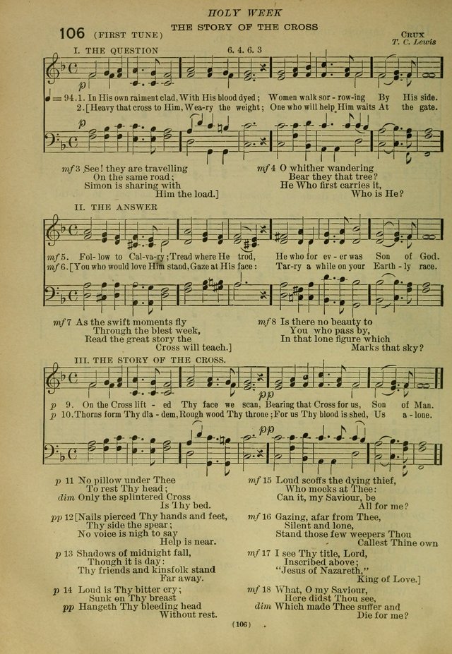 The Church Hymnal: containing hymns approved and set forth by the general conventions of 1892 and 1916; together with hymns for the use of guilds and brotherhoods, and for special occasions (Rev. ed) page 107