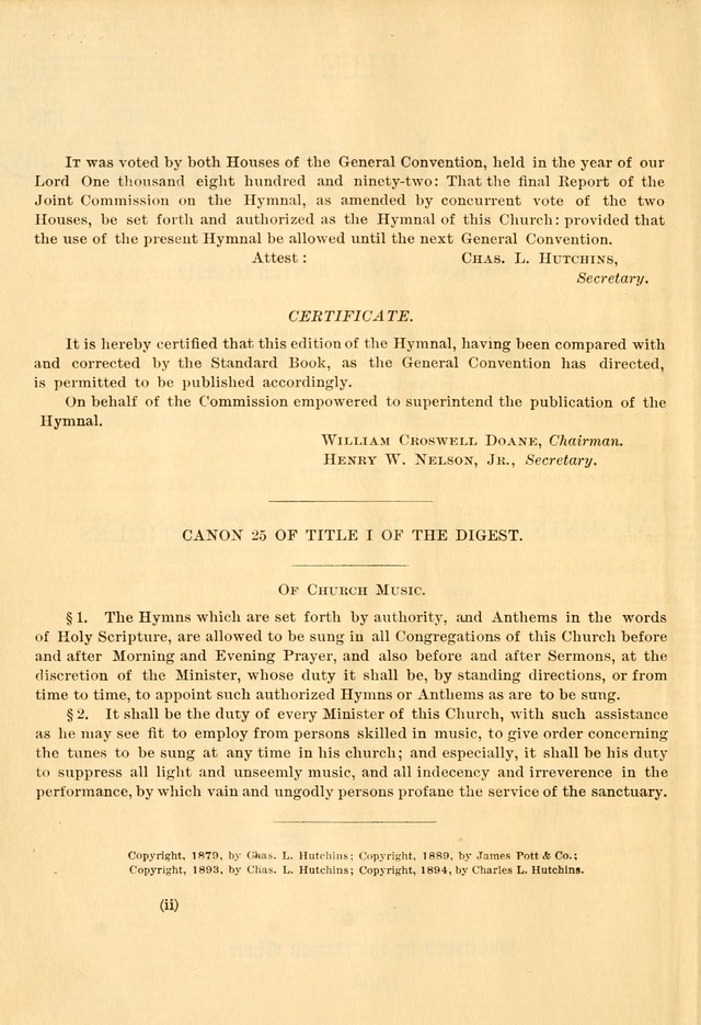 The Church Hymnal: revised and enlarged in accordance with the action of the General Convention of the Protestant Episcopal Church in the United States of America in the year of our Lord 1892... page 11