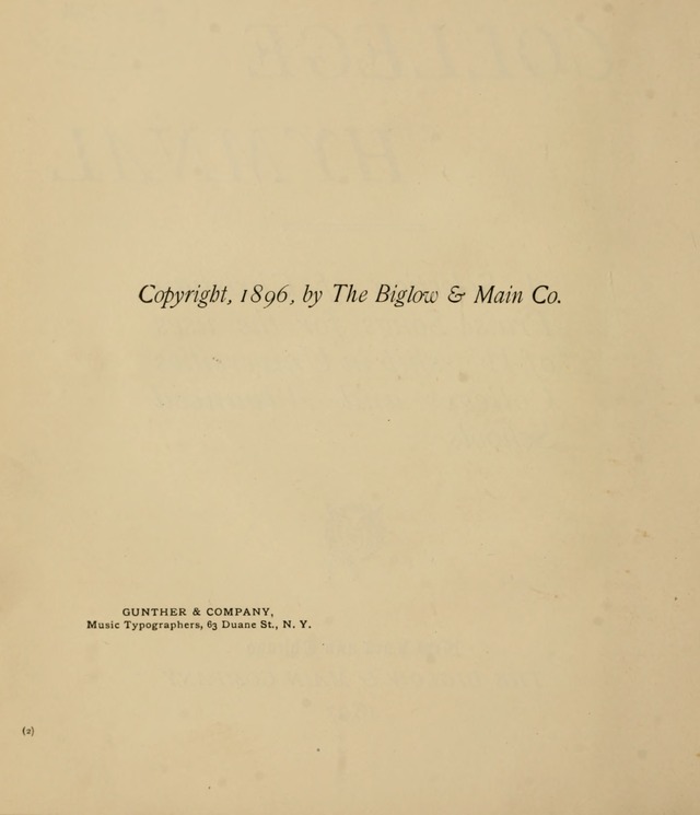 College Hymnal: a selection of Christian praise-songs for the uses of worship in universities, colleges and advanced schools. page 9