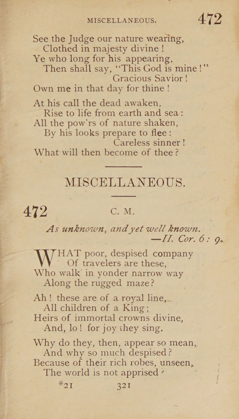 A Collection of Hymns and Sacred Songs: suited to both private and public devotions, and especially adapted to the wants and uses of the brethren of the Old German Baptist Church page 315