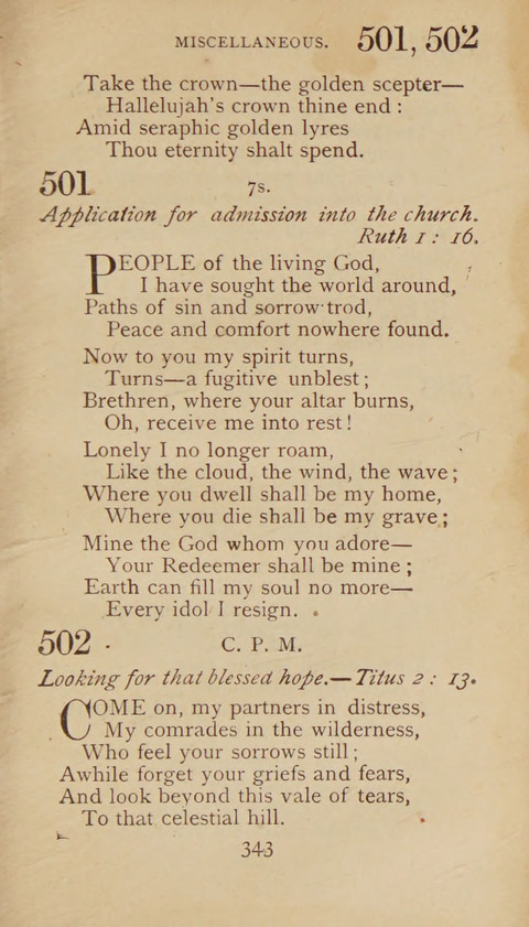 A Collection of Hymns and Sacred Songs: suited to both private and public devotions, and especially adapted to the wants and uses of the brethren of the Old German Baptist Church page 337