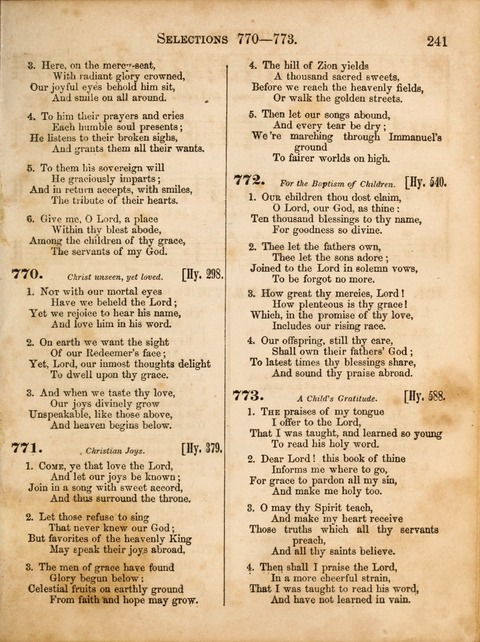 Congregational Hymn and Tune Book; containing the Psalms and Hymns of the General Association of Connecticut, adapted to Suitable Tunes page 241