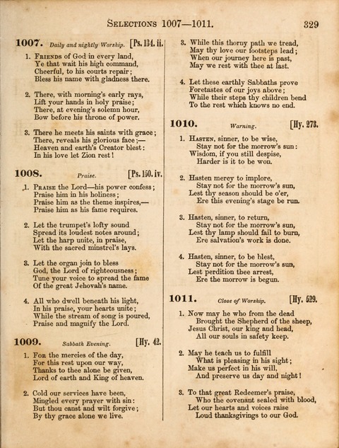 Congregational Hymn and Tune Book; containing the Psalms and Hymns of the General Association of Connecticut, adapted to Suitable Tunes page 329