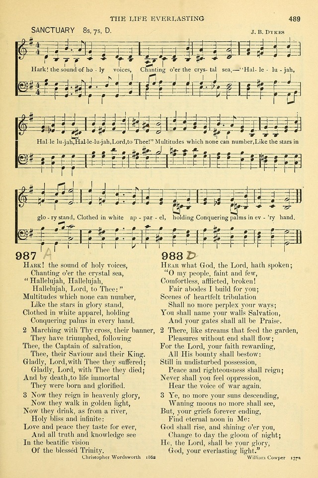 The Church Hymnary: a collection of hymns and tunes for public worship page 489