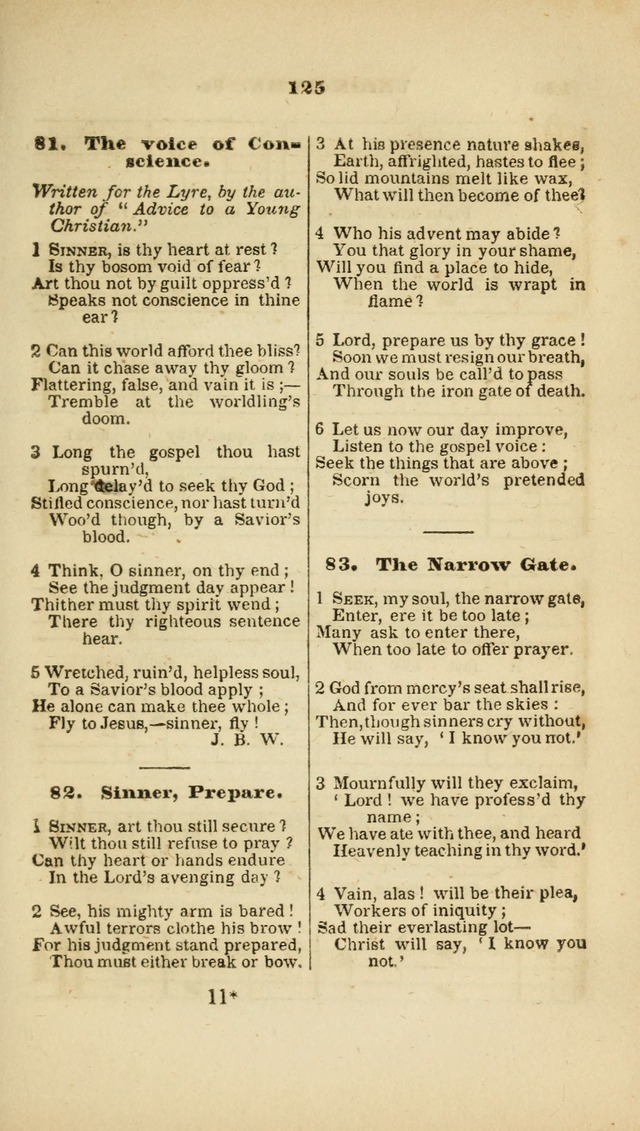 The Christian Lyre: adapted for use in families, prayer meetings, and revivals of religion page 125