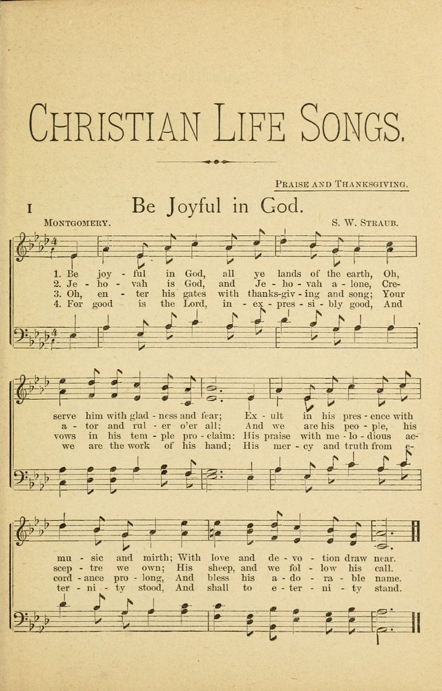 Christian Life Songs: for Sunday school, praise and prayer meeting, congregational singing, Christian Endeavor meetings, special meetings, choir & home page 1