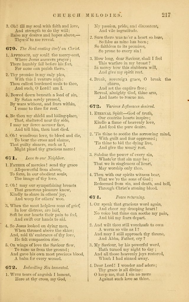 Church Melodies: collection of psalms and hymns, with appropriate music. For the use of congregations. page 217