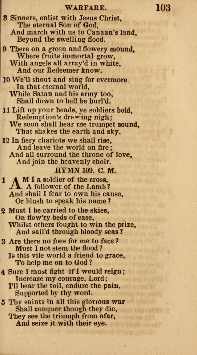 The Camp-Meeting Chorister: or, a collection of hymns and spiritual songs, for the pious of all denominations. To be sung at camp meetings, during revivals of religion, and on other occasions page 105