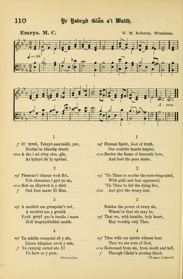 Cân a Mawl: llyfr hymna a thonau Methodistiaid Calfinaidd Unol Dalaethau yr America=Song and Praise: the hymnal of the Calvinistic Methodist Church of the United States of America page 112