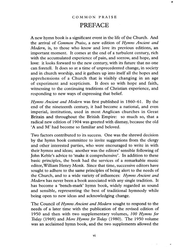 Common Praise: A new edition of Hymns Ancient and Modern page vi