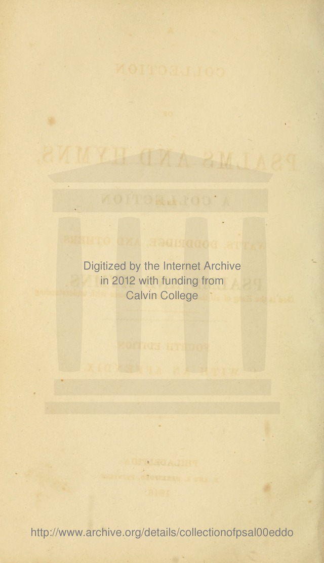 A Collection of Psalms and Hymns: from Watts, Doddridge, and others (4th ed. with an appendix) page vii