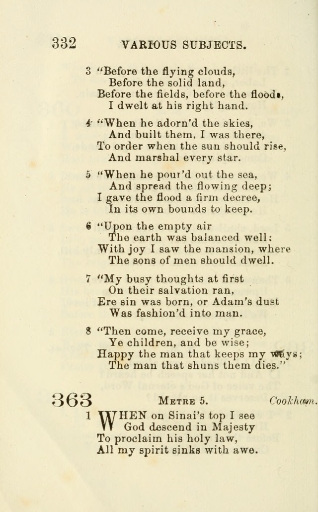 A Collection of Psalms, Hymns, and Spiritual Songs: suited to the various occasions of public worship and private devotion of the church of Christ: with an appendix of  German hymns page 332