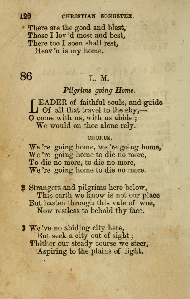 The Christian Songster: a collection of hymns and spiritual songs, usually sung at camp, prayer, and social meetings, and revivals of religion. Designed for all denominations page 129