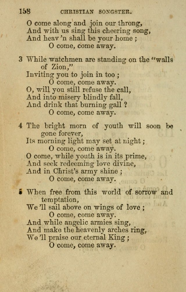 The Christian Songster: a collection of hymns and spiritual songs, usually sung at camp, prayer, and social meetings, and revivals of religion. Designed for all denominations page 167