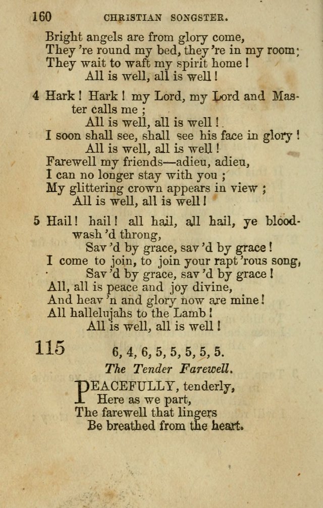 The Christian Songster: a collection of hymns and spiritual songs, usually sung at camp, prayer, and social meetings, and revivals of religion. Designed for all denominations page 169
