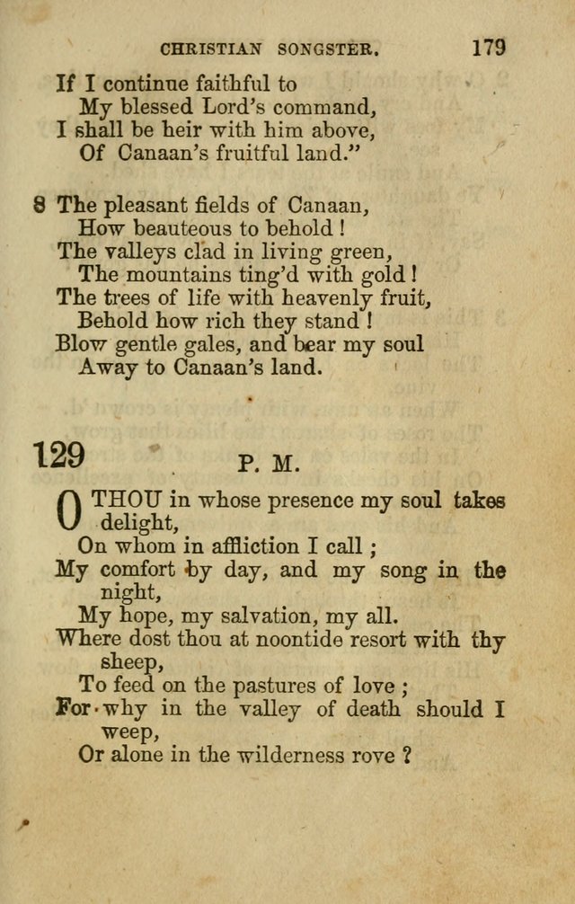 The Christian Songster: a collection of hymns and spiritual songs, usually sung at camp, prayer, and social meetings, and revivals of religion. Designed for all denominations page 188