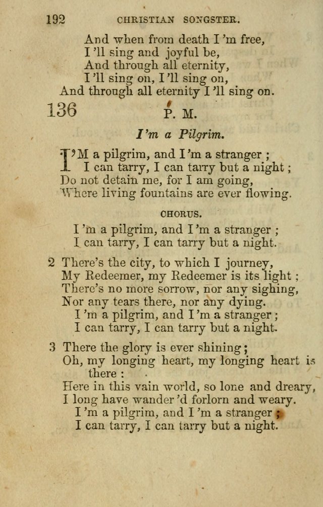 The Christian Songster: a collection of hymns and spiritual songs, usually sung at camp, prayer, and social meetings, and revivals of religion. Designed for all denominations page 201