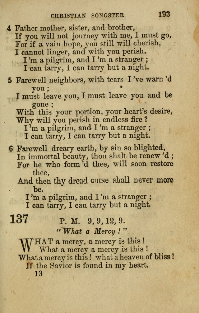 The Christian Songster: a collection of hymns and spiritual songs, usually sung at camp, prayer, and social meetings, and revivals of religion. Designed for all denominations page 202
