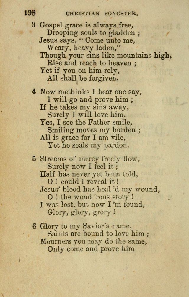 The Christian Songster: a collection of hymns and spiritual songs, usually sung at camp, prayer, and social meetings, and revivals of religion. Designed for all denominations page 207