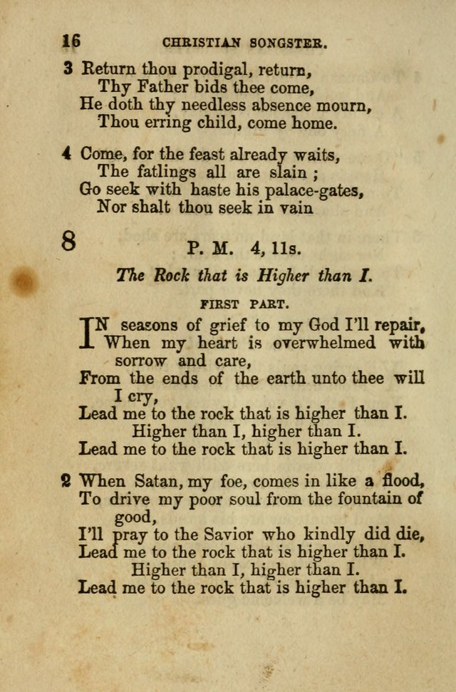 The Christian Songster: a collection of hymns and spiritual songs, usually sung at camp, prayer, and social meetings, and revivals of religion. Designed for all denominations page 21