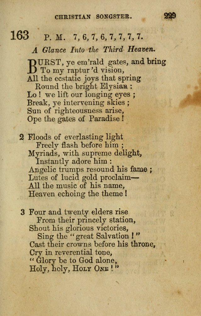 The Christian Songster: a collection of hymns and spiritual songs, usually sung at camp, prayer, and social meetings, and revivals of religion. Designed for all denominations page 238