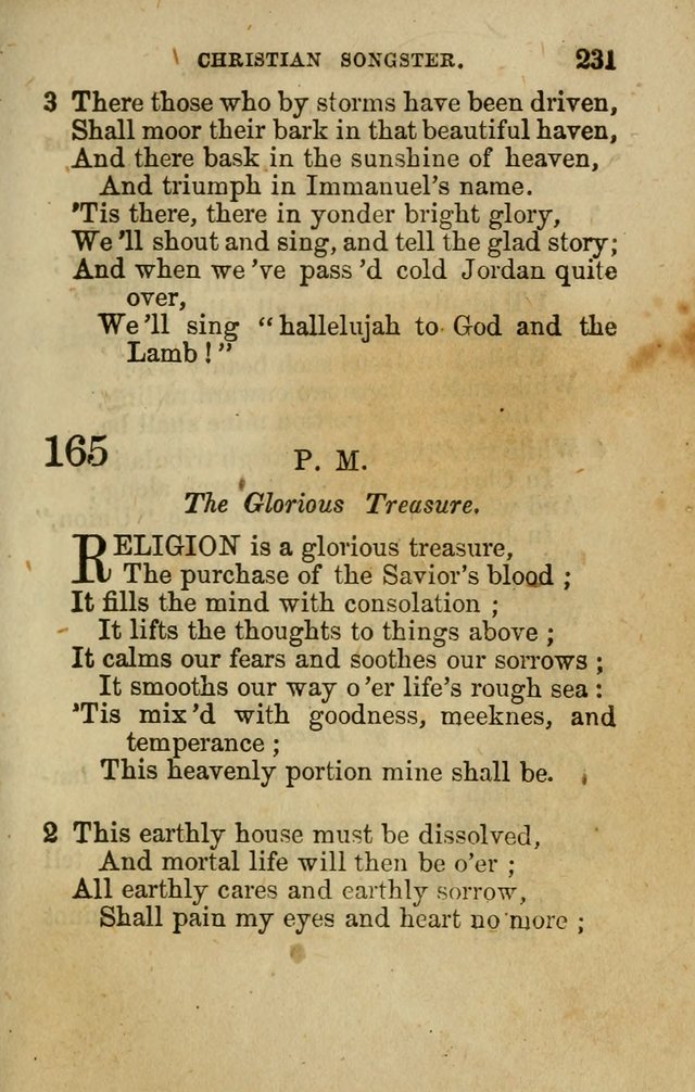 The Christian Songster: a collection of hymns and spiritual songs, usually sung at camp, prayer, and social meetings, and revivals of religion. Designed for all denominations page 240