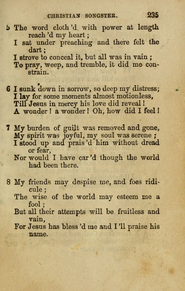 The Christian Songster: a collection of hymns and spiritual songs, usually sung at camp, prayer, and social meetings, and revivals of religion. Designed for all denominations page 244