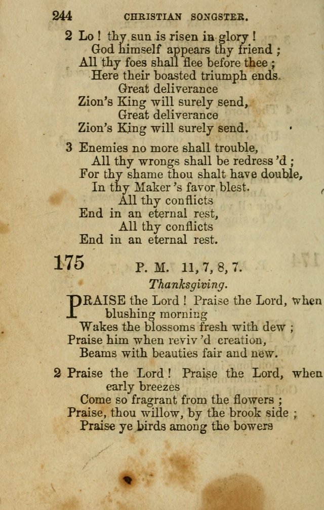 The Christian Songster: a collection of hymns and spiritual songs, usually sung at camp, prayer, and social meetings, and revivals of religion. Designed for all denominations page 253