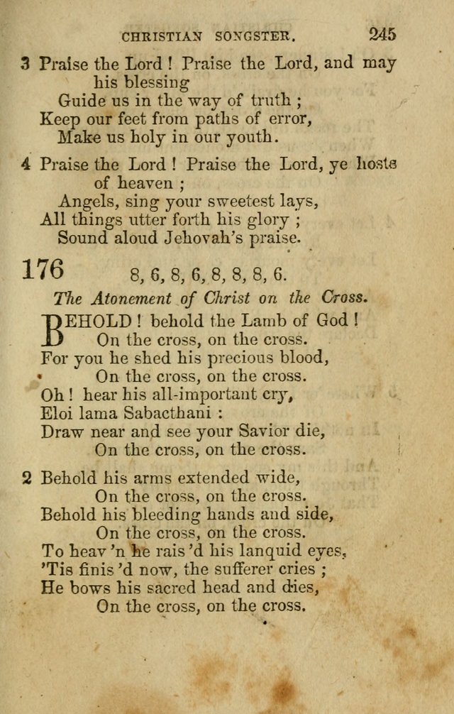 The Christian Songster: a collection of hymns and spiritual songs, usually sung at camp, prayer, and social meetings, and revivals of religion. Designed for all denominations page 254