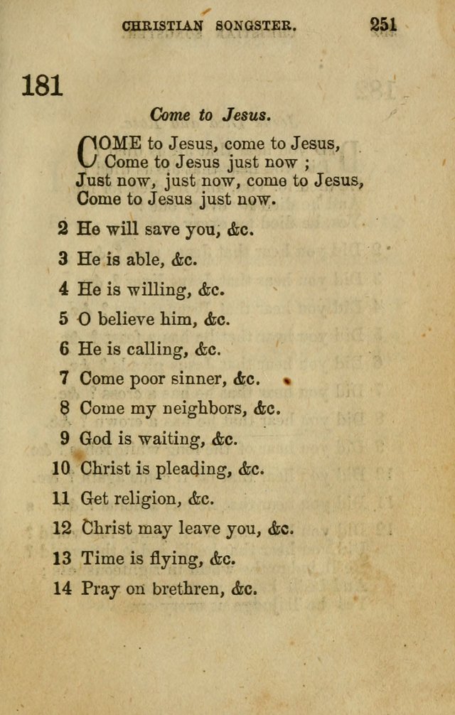 The Christian Songster: a collection of hymns and spiritual songs, usually sung at camp, prayer, and social meetings, and revivals of religion. Designed for all denominations page 260
