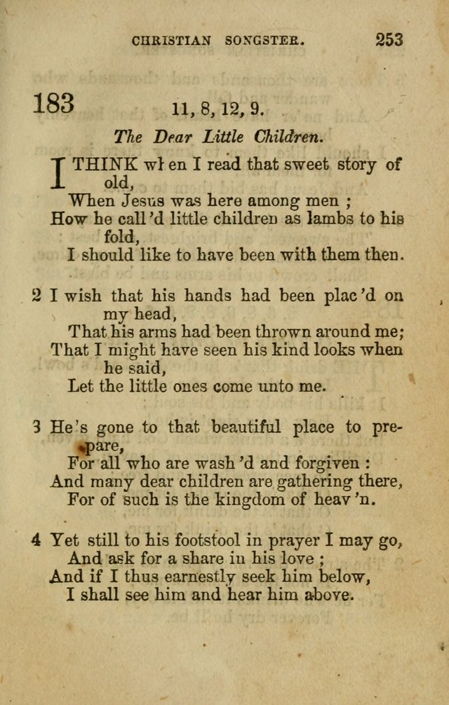 The Christian Songster: a collection of hymns and spiritual songs, usually sung at camp, prayer, and social meetings, and revivals of religion. Designed for all denominations page 262