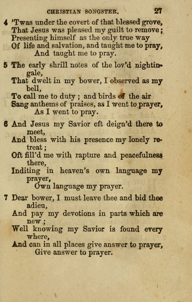 The Christian Songster: a collection of hymns and spiritual songs, usually sung at camp, prayer, and social meetings, and revivals of religion. Designed for all denominations page 34
