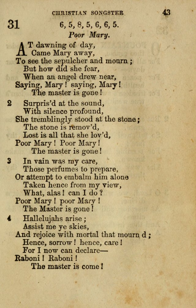 The Christian Songster: a collection of hymns and spiritual songs, usually sung at camp, prayer, and social meetings, and revivals of religion. Designed for all denominations page 50