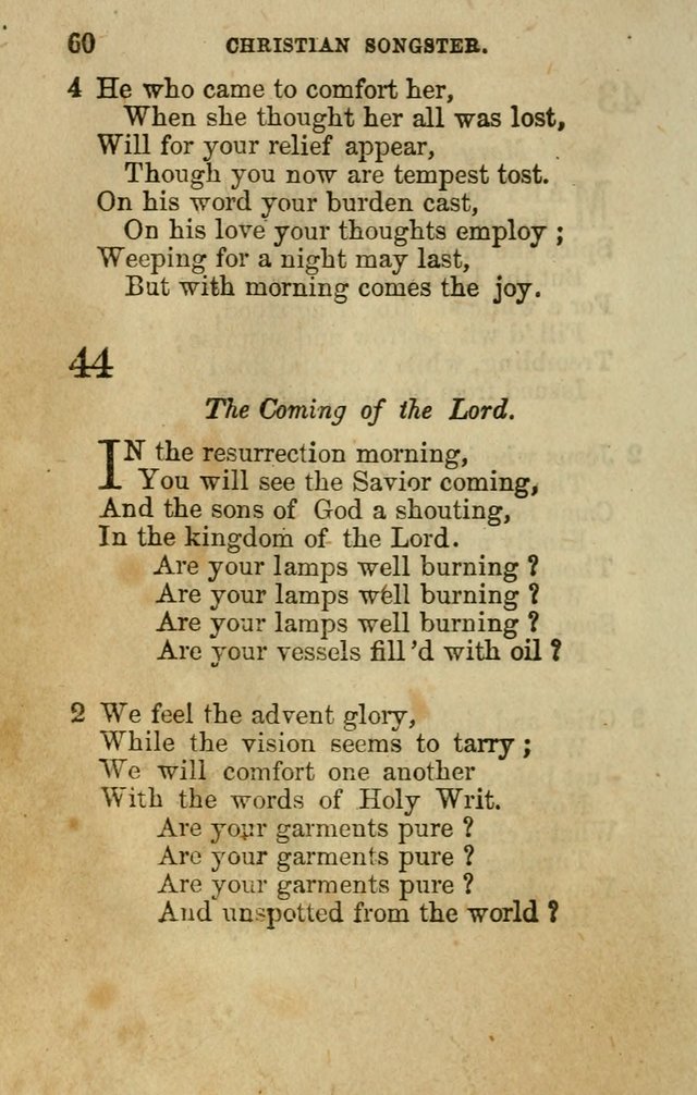 The Christian Songster: a collection of hymns and spiritual songs, usually sung at camp, prayer, and social meetings, and revivals of religion. Designed for all denominations page 67