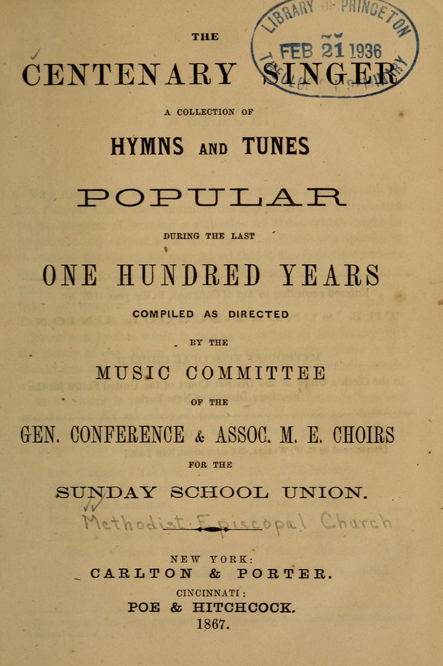 The Centenary Singer: a collection of hymns and tunes popular during the last one hundred years page viii