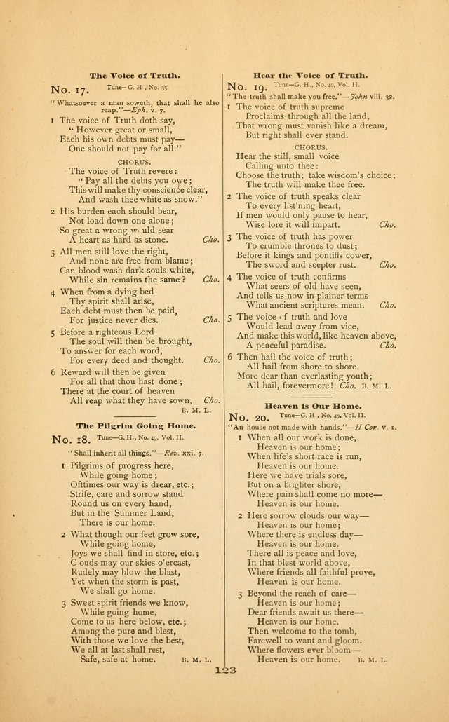 Celestial Sonnets: a collection of new and original songs and hymns of peace and progress, designed for public gatherings, home circles, religious, spiritual, temperance, social and camp meetings, etc page 128