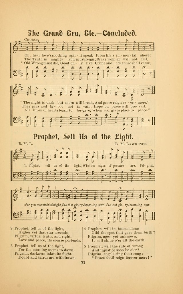 Celestial Sonnets: a collection of new and original songs and hymns of peace and progress, designed for public gatherings, home circles, religious, spiritual, temperance, social and camp meetings, etc page 76
