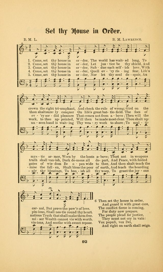 Celestial Sonnets: a collection of new and original songs and hymns of peace and progress, designed for public gatherings, home circles, religious, spiritual, temperance, social and camp meetings, etc page 97